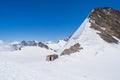 The Monch hut and refuge above the Jungfraujoch railway statin in the Swiss alps Royalty Free Stock Photo